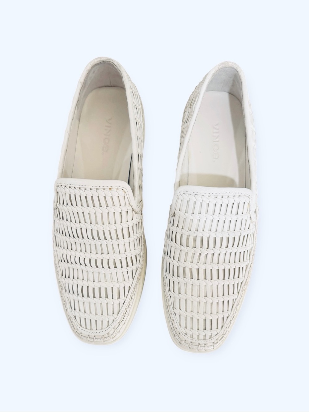 Vince Stafford Woven Leather Platform Loafers Off White Size 6M NWT 6